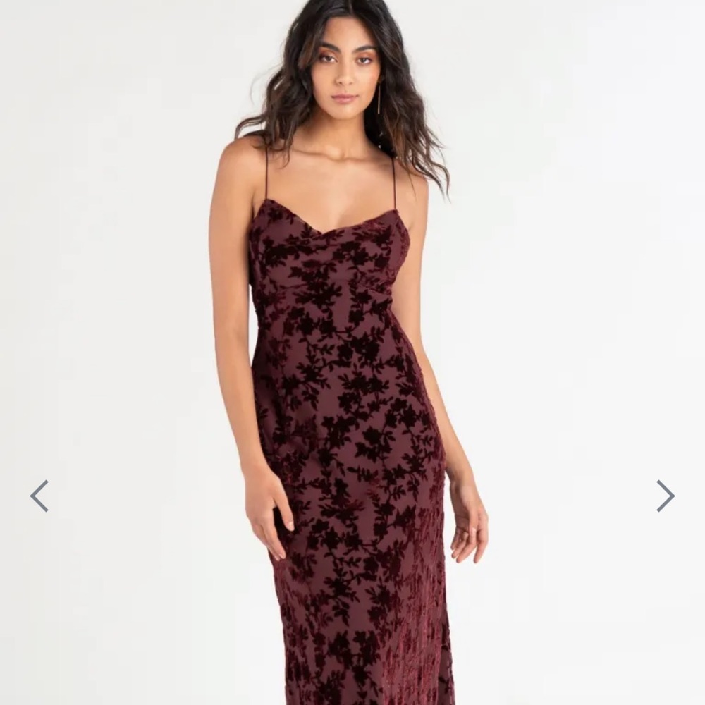 Jenny Yoo Rory Dress - Dark Berry Velvet Burnout